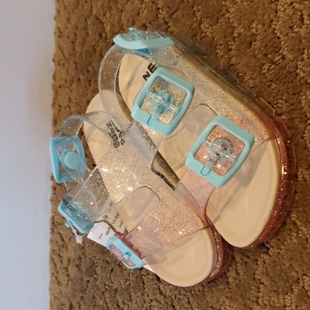 Baby Toddler Girls Wave Zone Glitter Jelly Sandals Size 5 6 8 9 10 Birks NWT